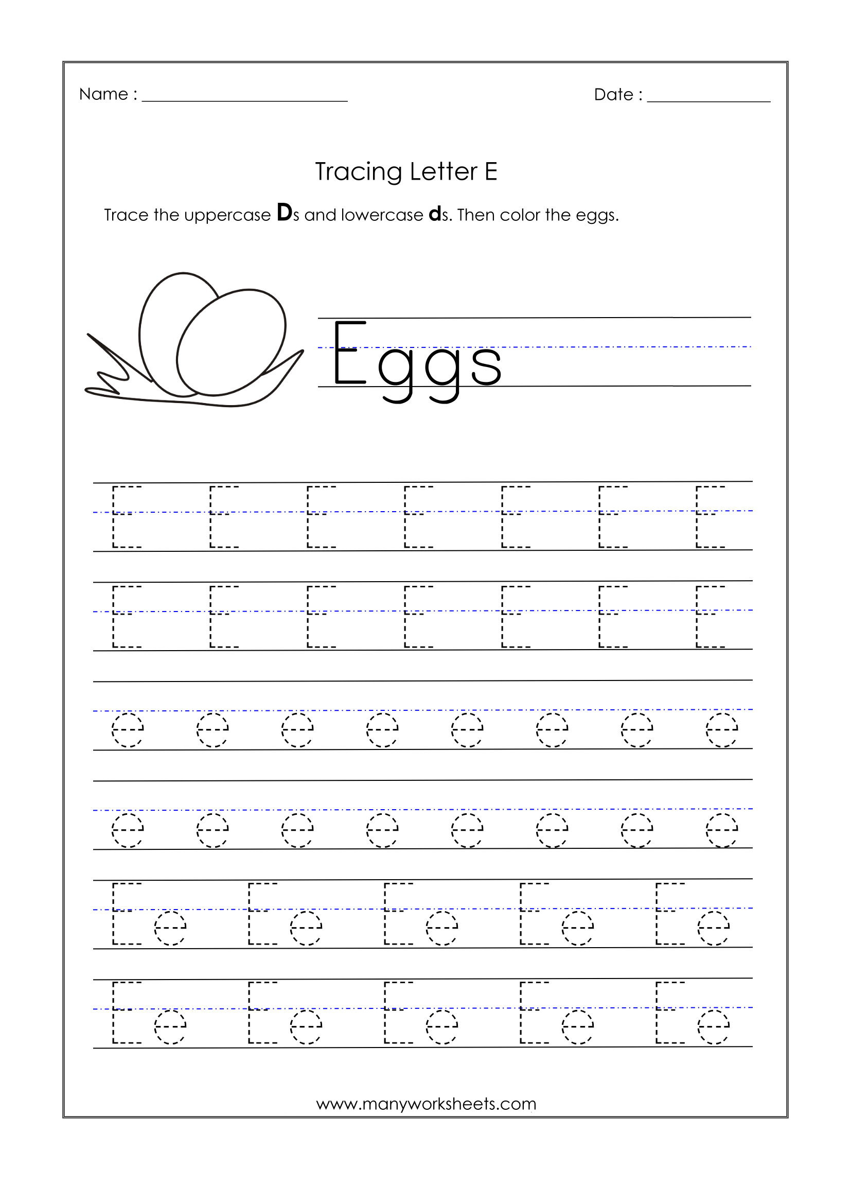 Letter E Tracing Worksheets For Kindergarten لم يسبق له مثيل