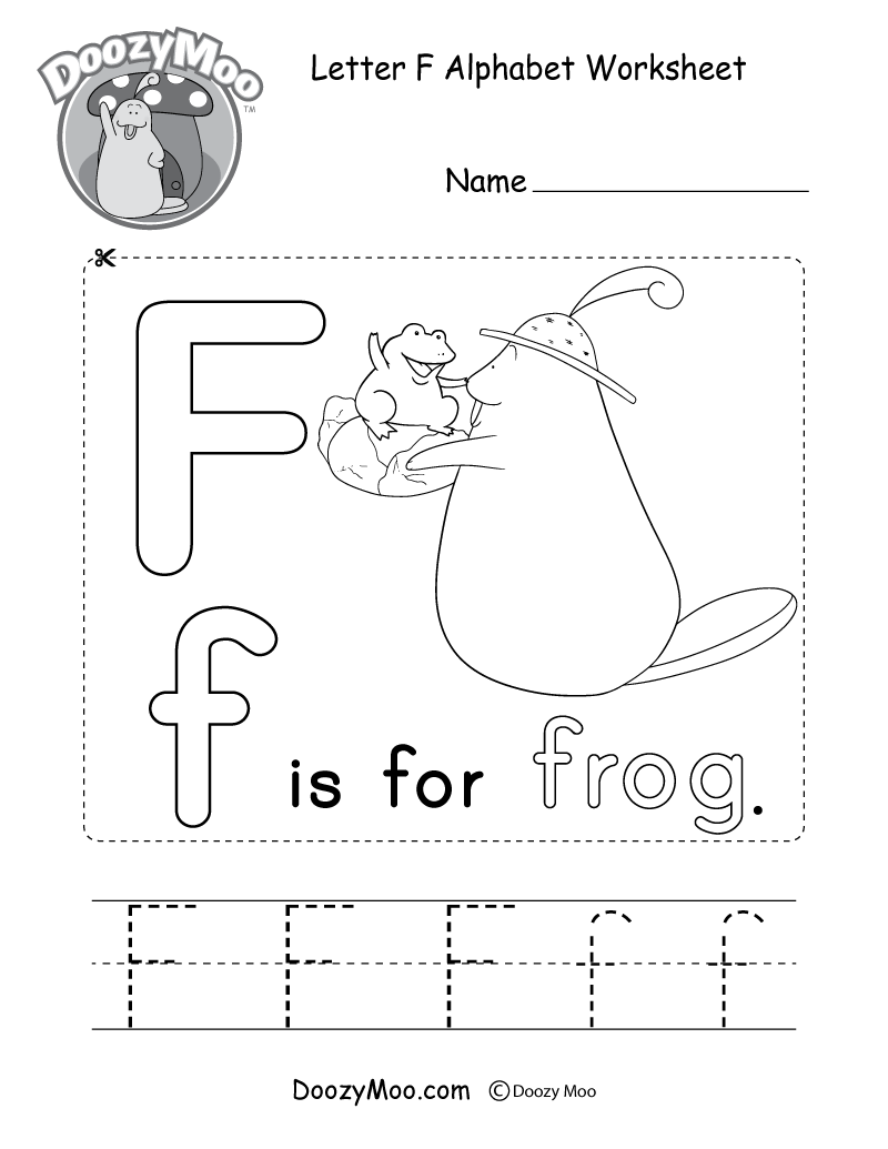 Letter F Alphabet Activity Worksheet - Doozy Moo