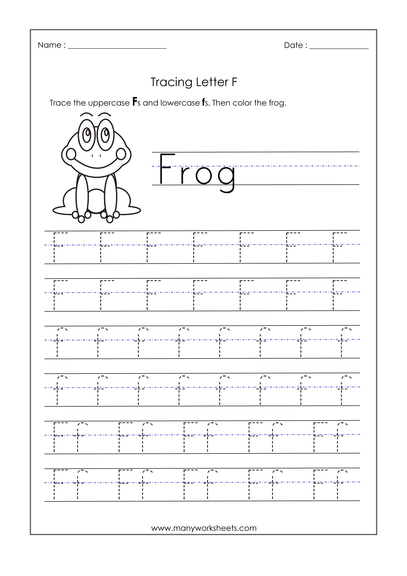 Letter F Worksheets For Kindergarten – Trace Dotted Letters