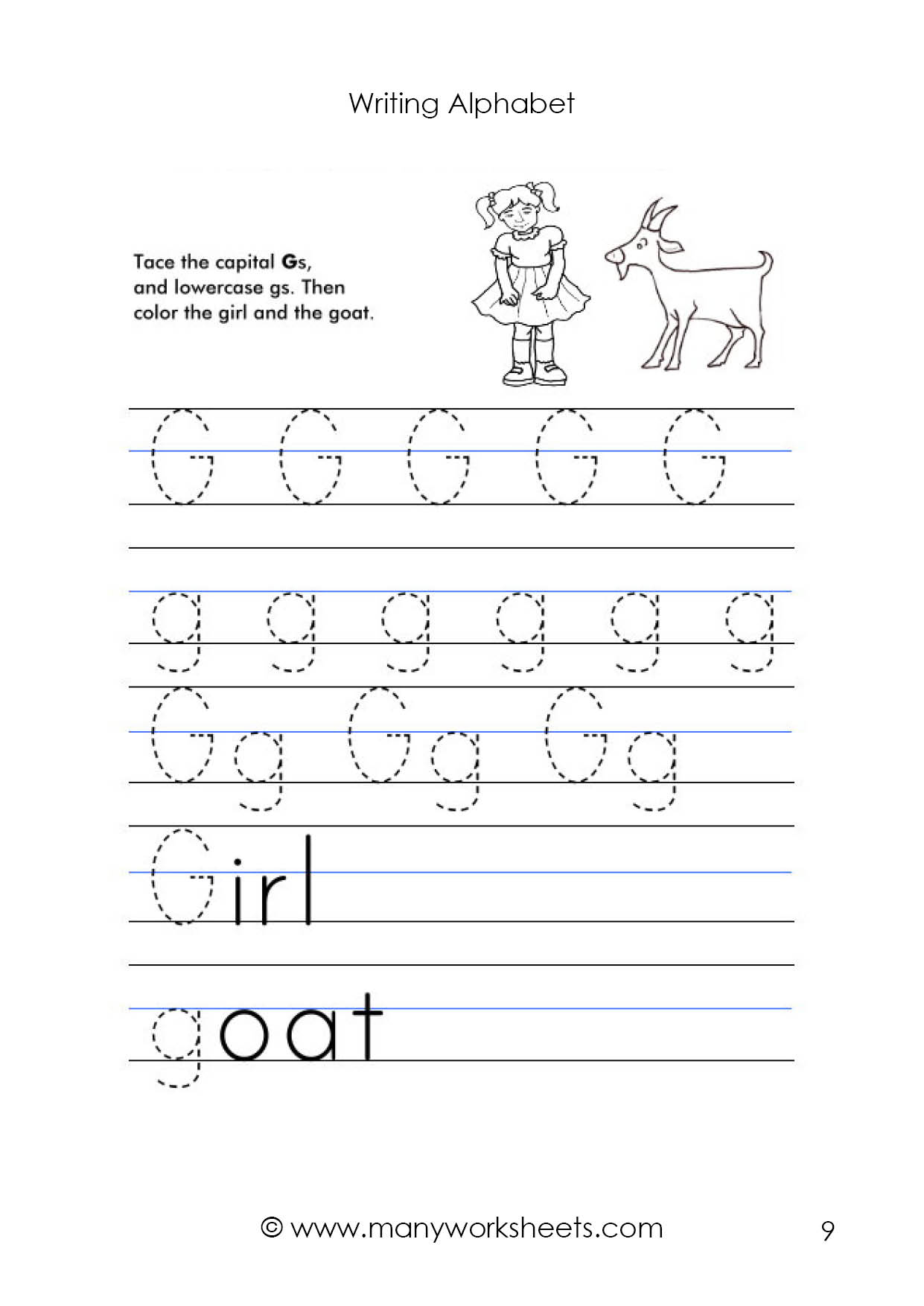 Letter G Worksheet – Tracing And Handwriting