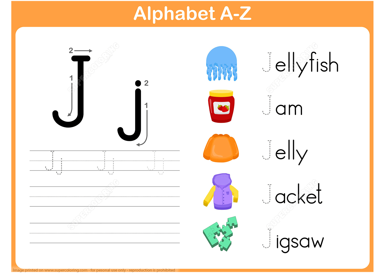 Letter J Tracing Worksheet | Free Printable Puzzle Games
