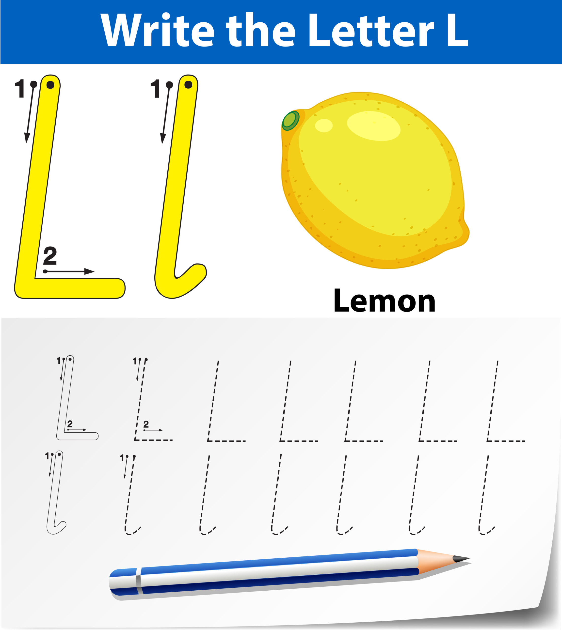 Letter L Tracing Alphabet Worksheets - Download Free Vectors