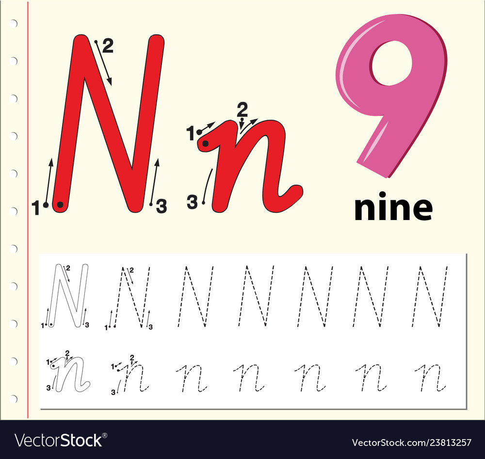 Letter N Tracing Alphabet Worksheets