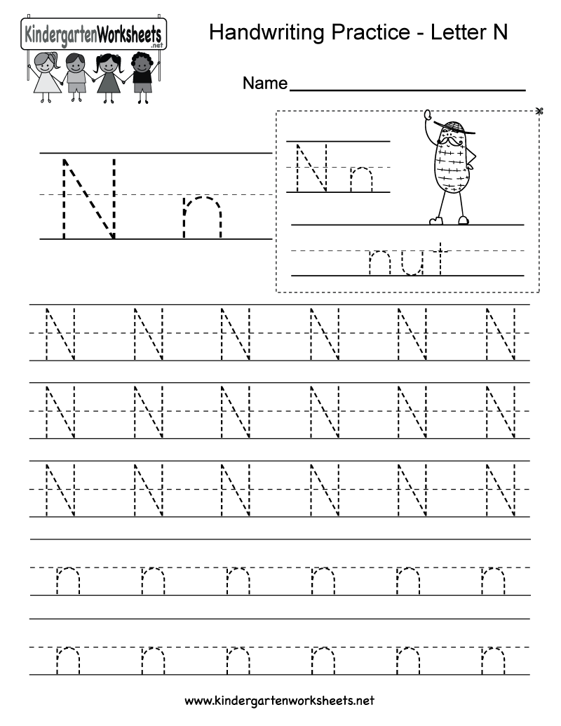 Letter N Writing Practice Worksheet. This Series Of