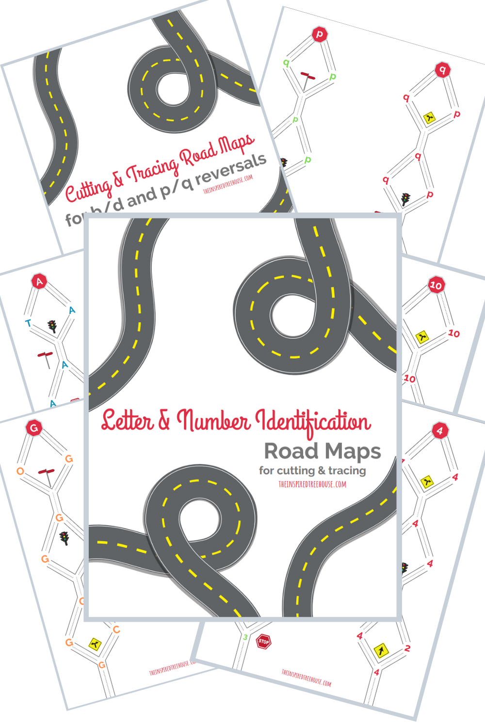 Letter &amp;amp; Number Identification Cutting Practice Road Maps