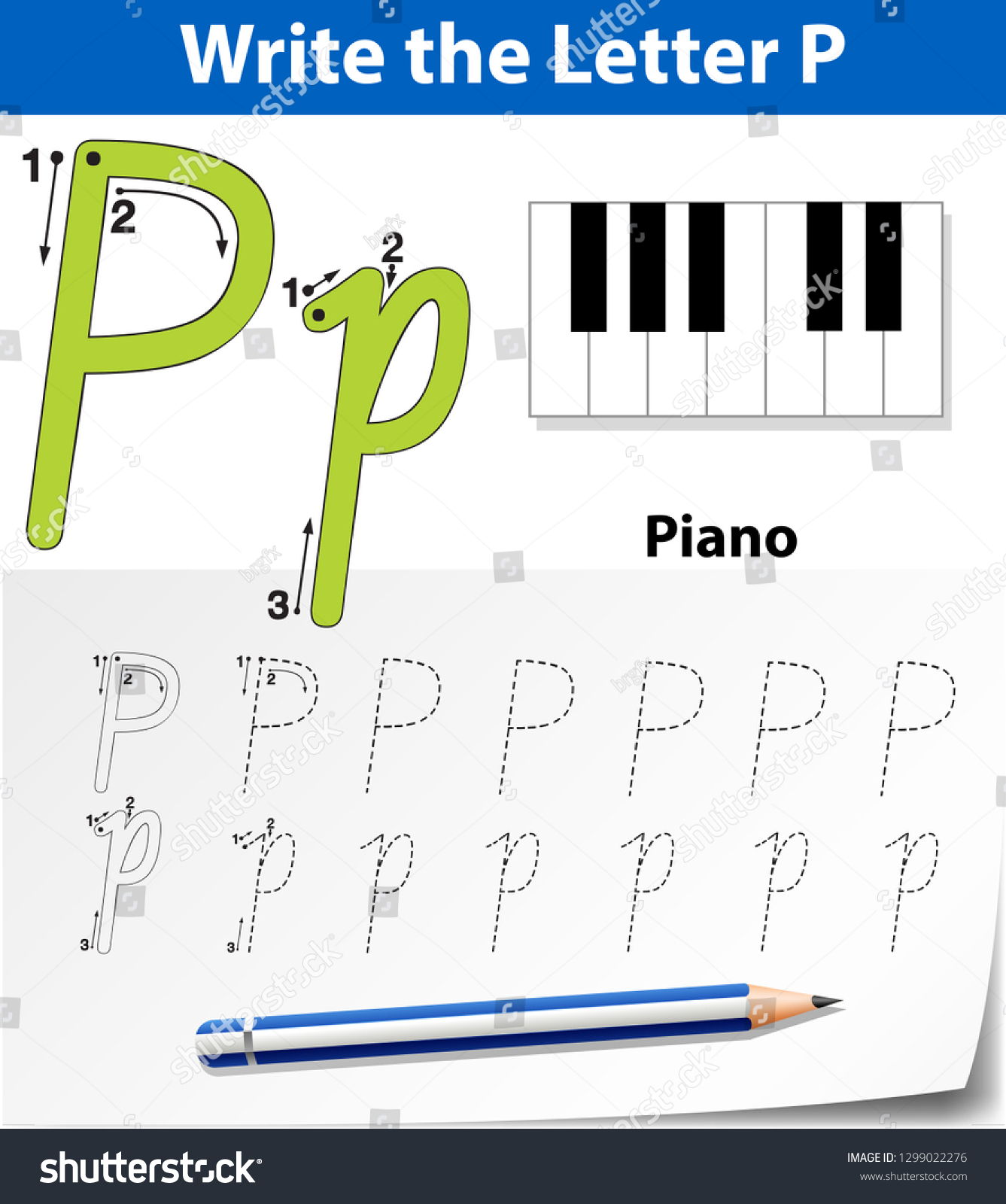 Letter P Tracing Alphabet Worksheets Illustration Stock