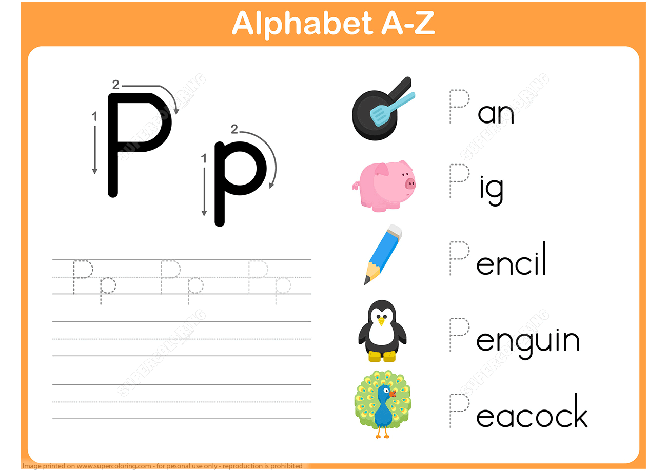 Letter P Tracing Worksheet | Free Printable Puzzle Games