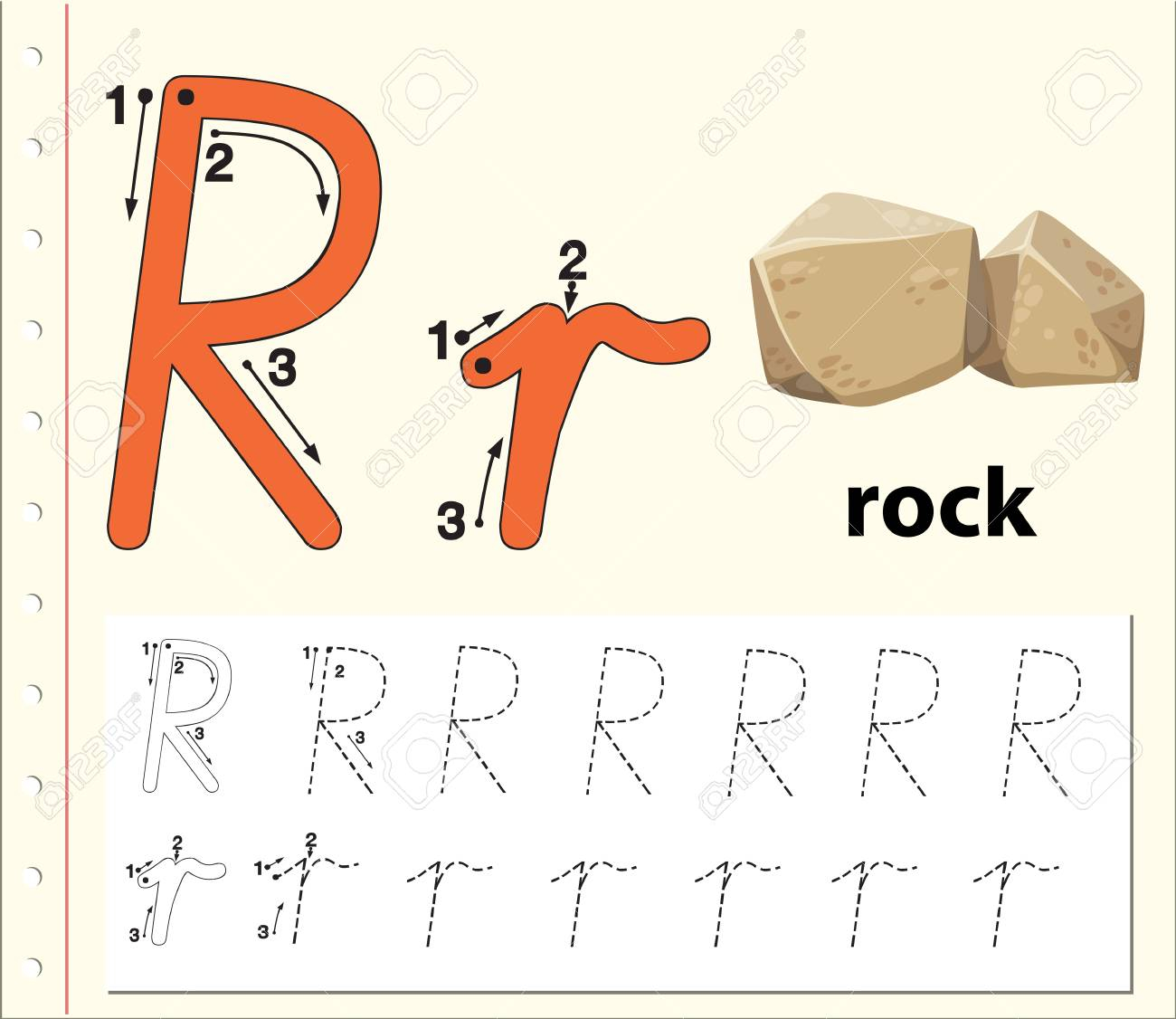 Letter R Tracing Alphabet Worksheets Illustration