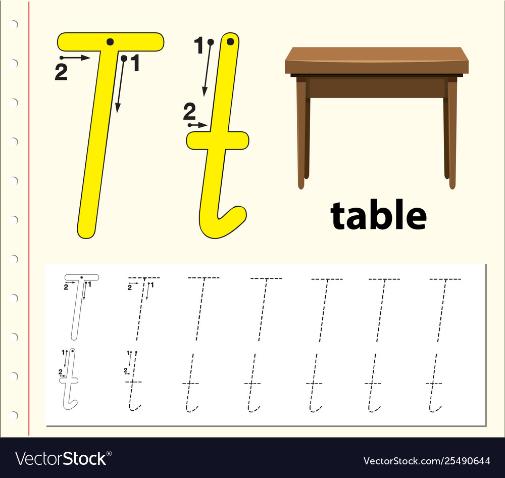 Letter T Tracing Alphabet Worksheets