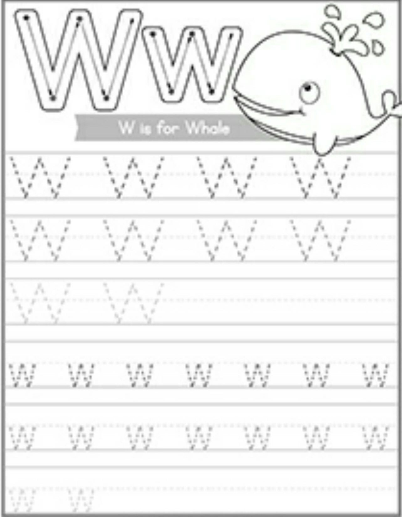 Letter Tracing W Is For Whale | Printable Alphabet Letters