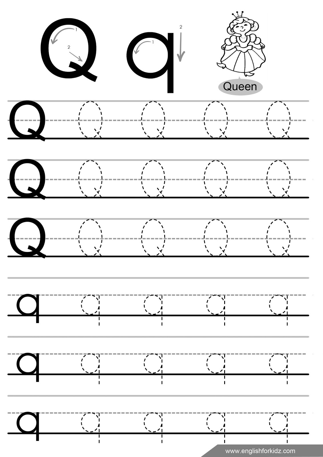 Letter Tracing Worksheets (Letters K - T)