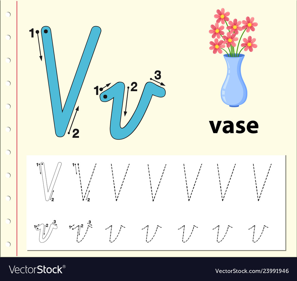 Letter V Tracing Alphabet Worksheets