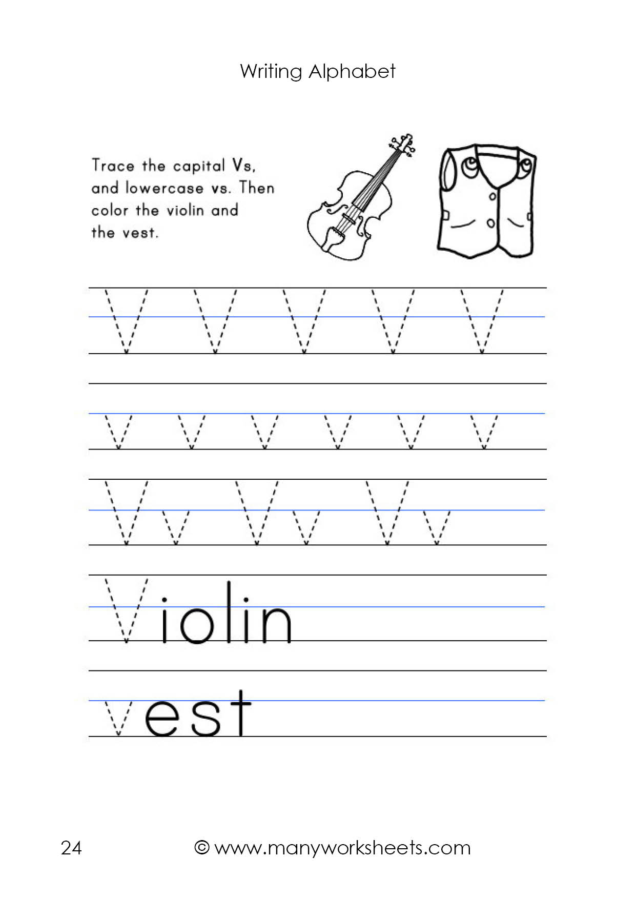 Letter V Worksheet – Tracing And Handwriting