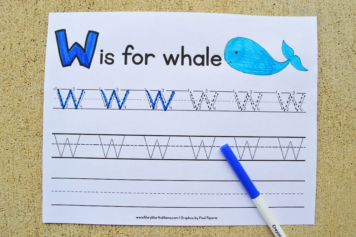 Letter W Tracing Worksheets – Mary Martha Mama