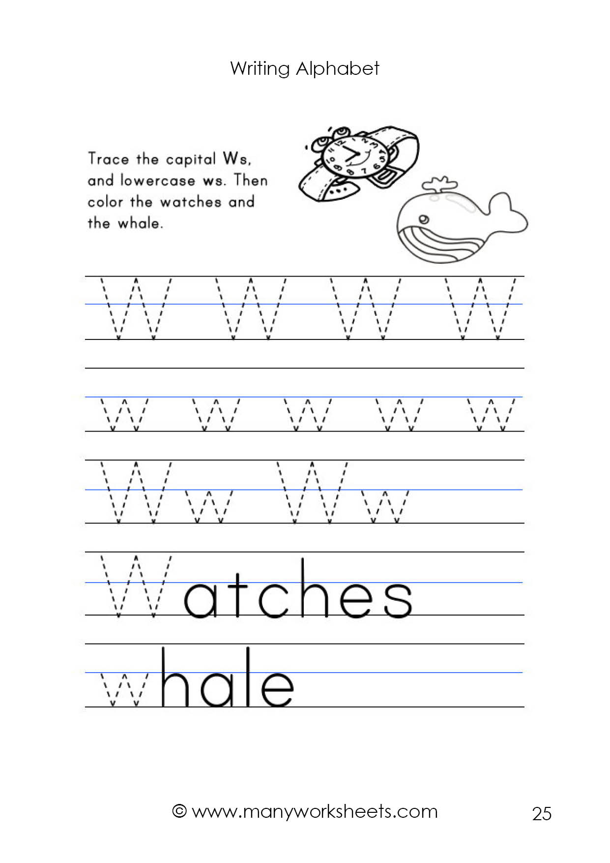 Letter W Worksheet – Tracing And Handwriting