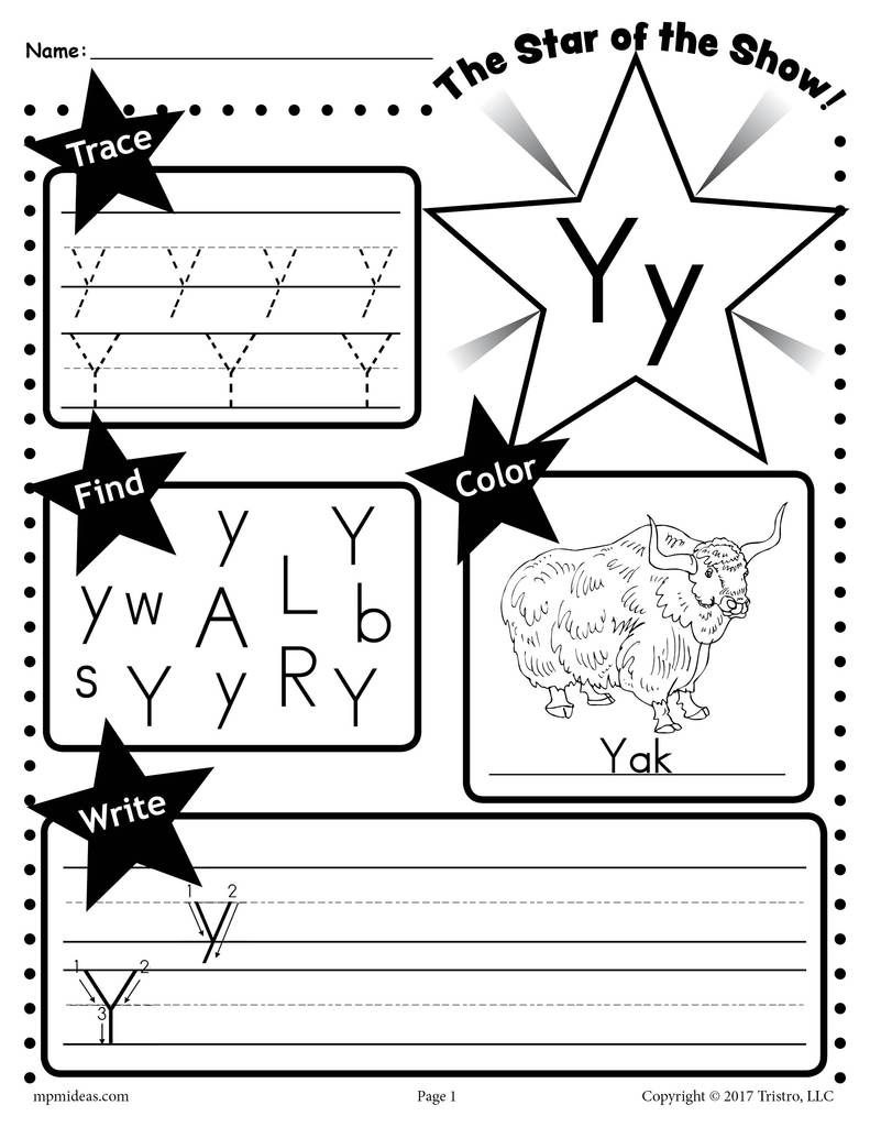 Letter Y Worksheet: Tracing, Coloring, Writing &amp;amp; More