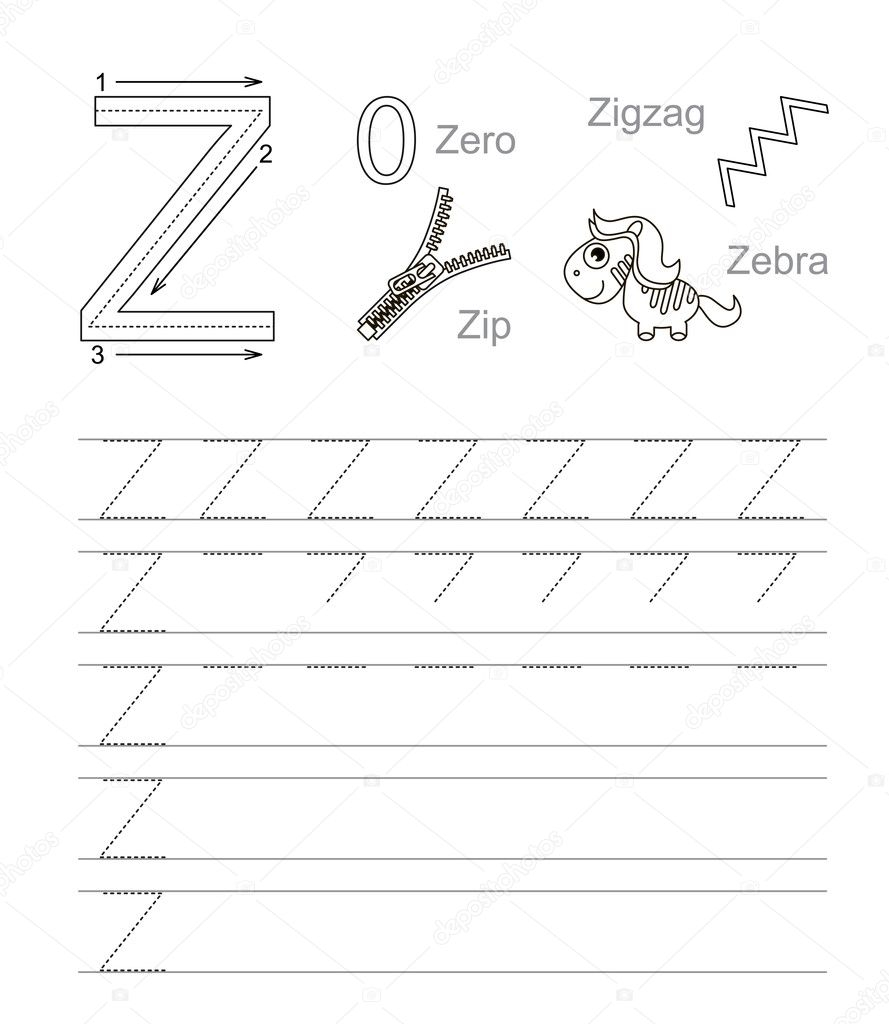 Letter Z. Learn Handwriting. — Stock Vector