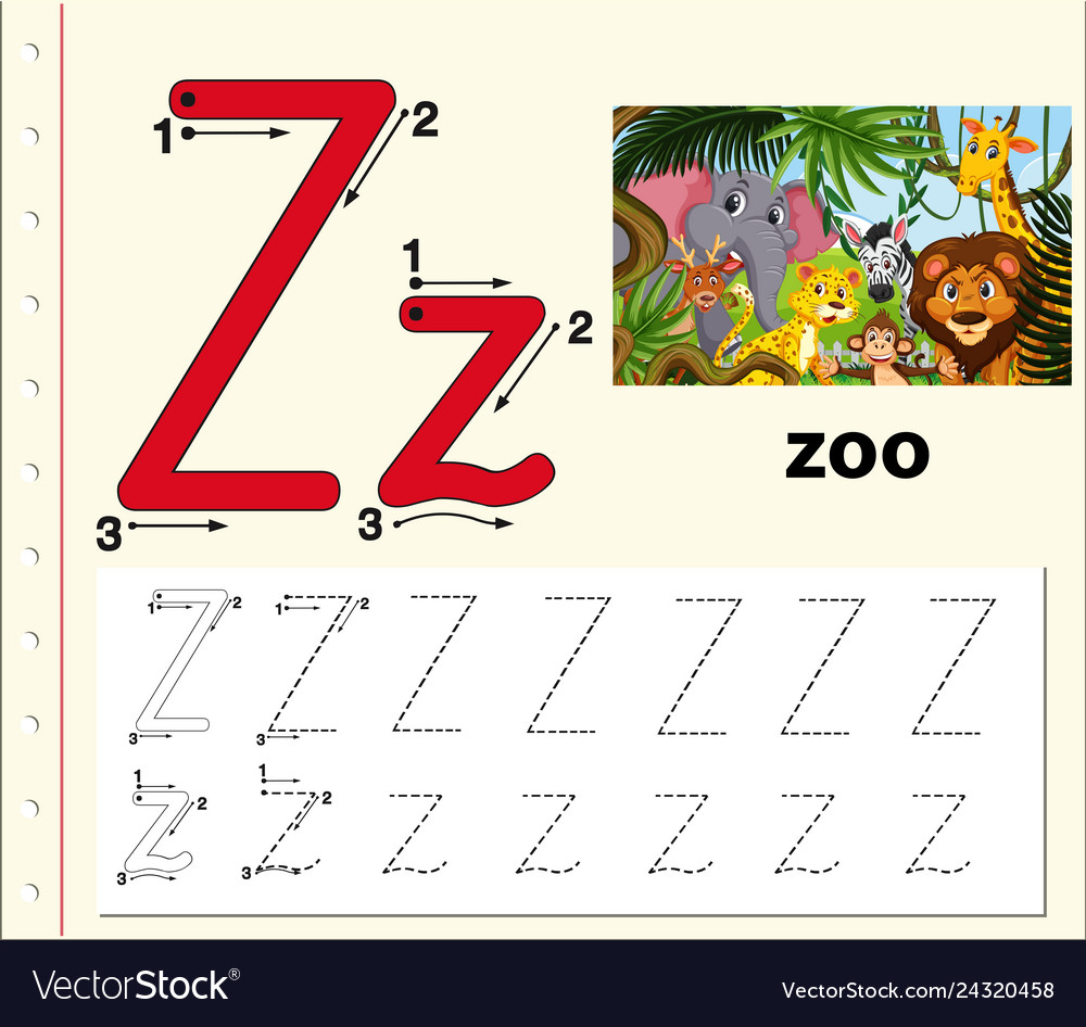 Letter Z Tracing Alphabet Worksheets