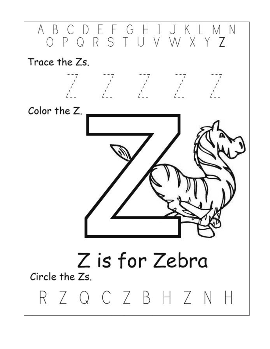 Letter Z Worksheets For Kindergarten | Activity Shelter