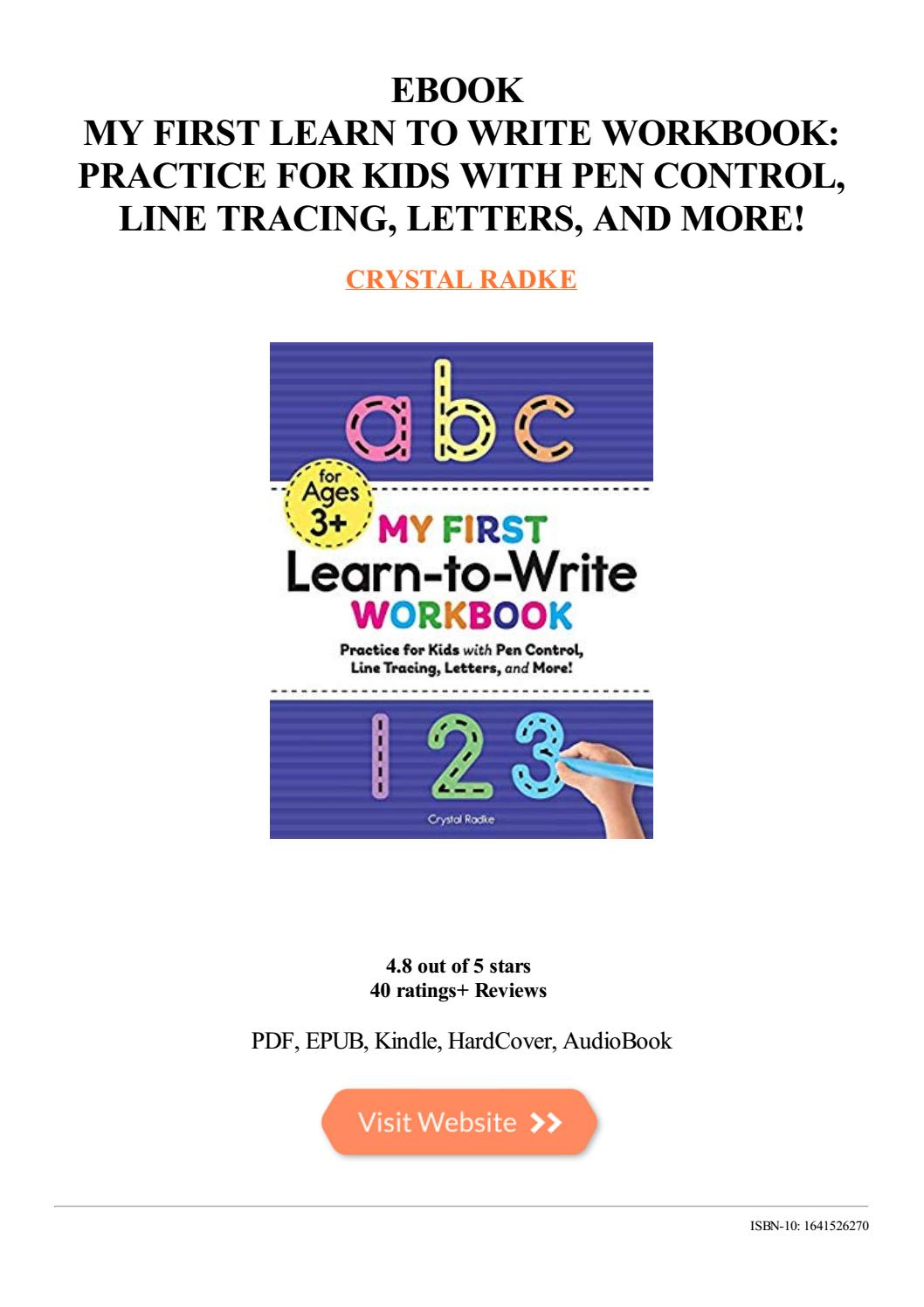 My First Learn To Write Workbook Practice For Kids With Pen