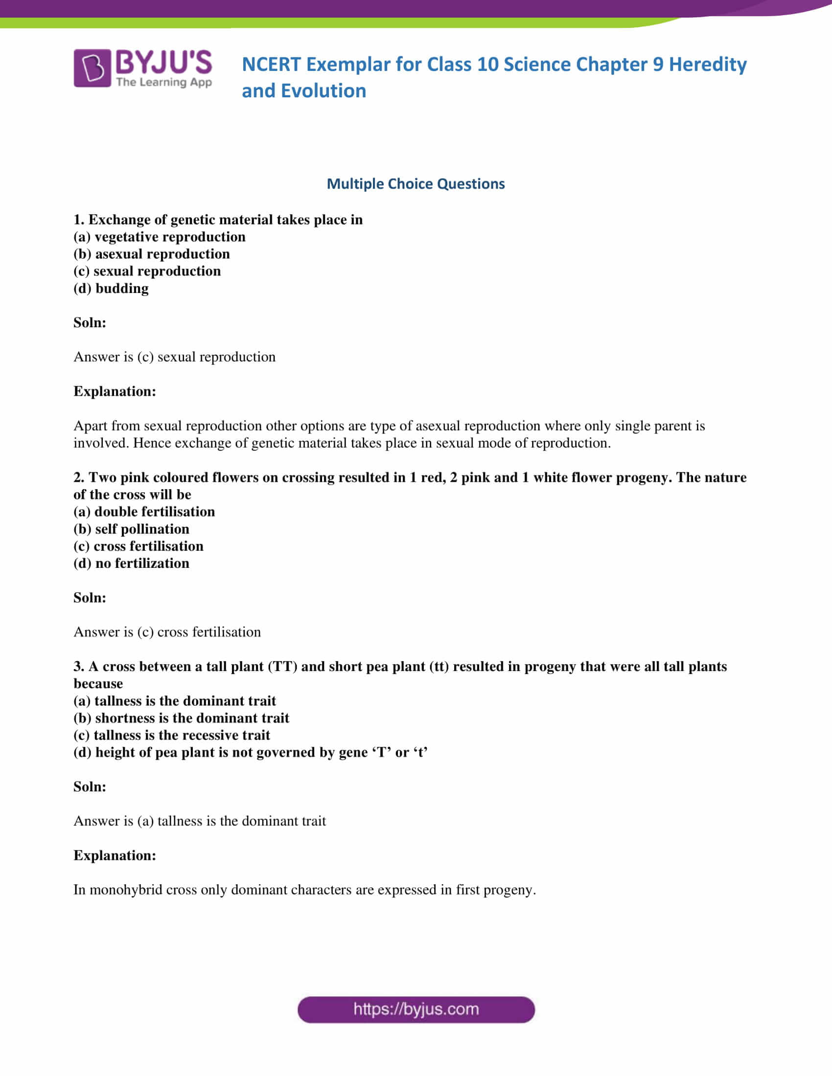 Ncert Exemplar Class 10 Science Solutions Chapter 9 - Click