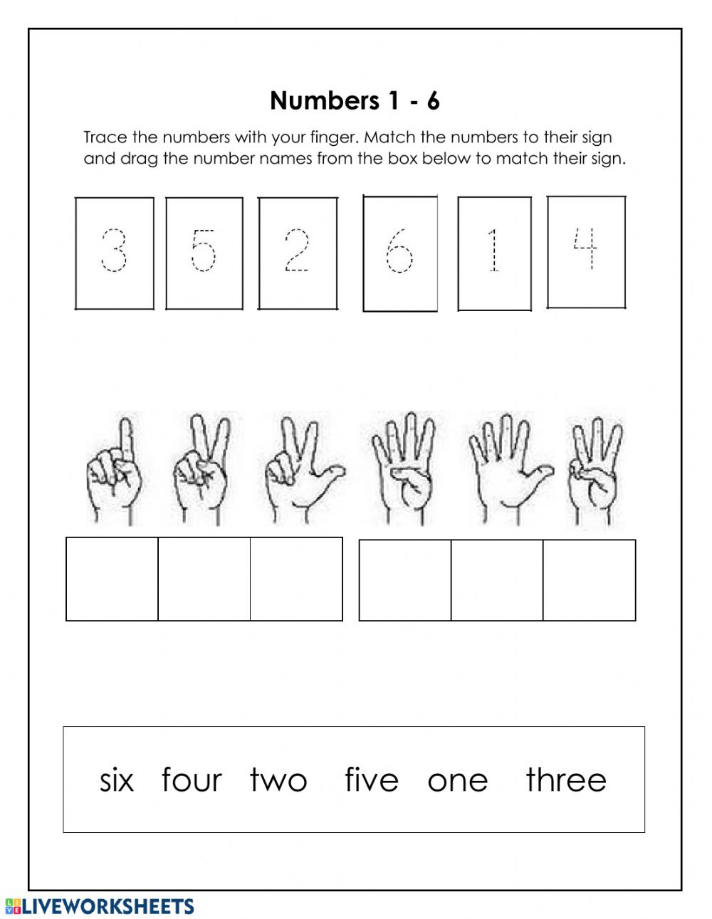 Number Names 1-7 - Interactive Worksheet