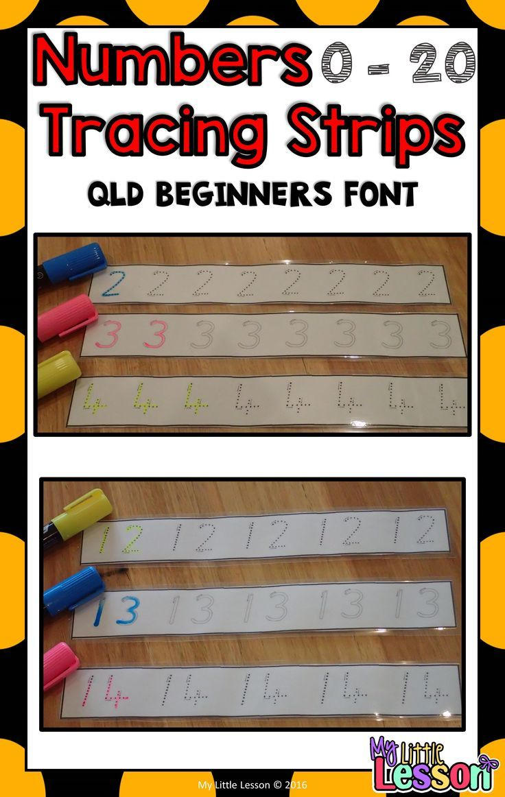 Number Tracing Strips 0-20 Qld Beginners Font | Math Lesson