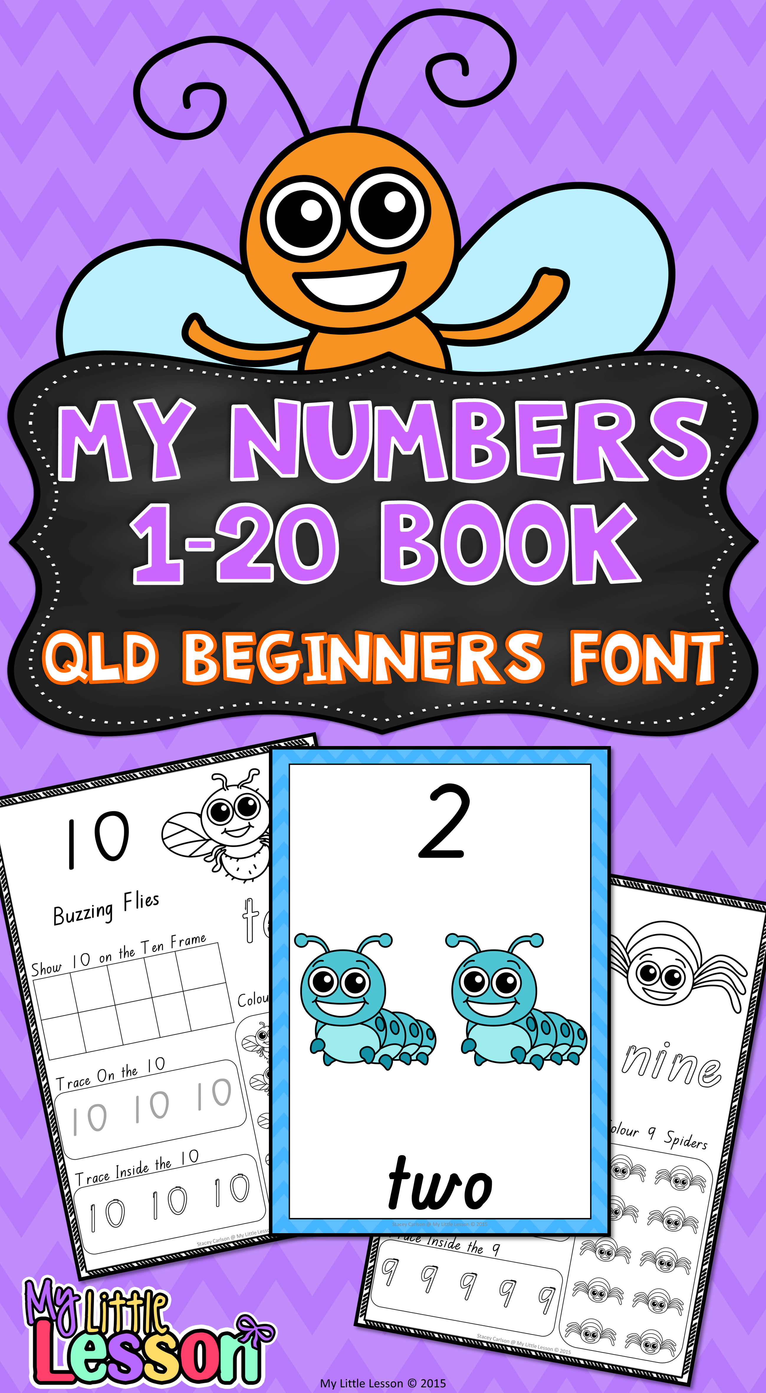 Numbers 1-20 Qld Beginners Font: Worksheets And Posters