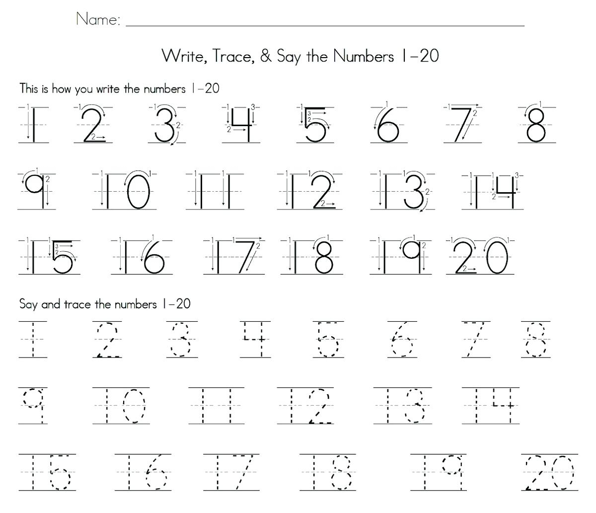 Numbers Tracing Worksheets 1 Number Tracing Tracing