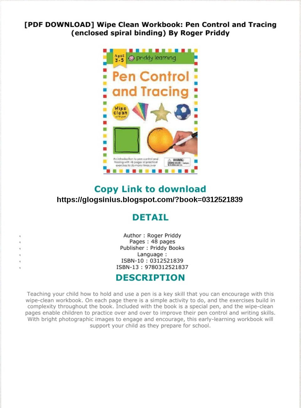 Pdf Download] Wipe Clean Workbook: Pen Control And Tracing