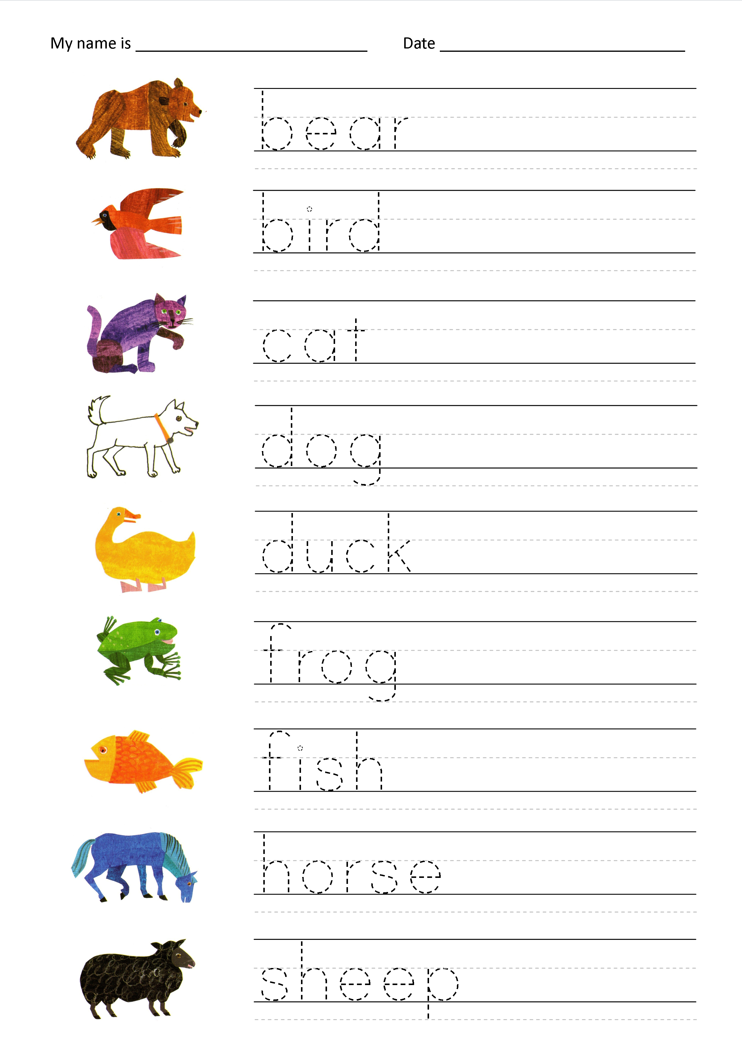 Penmanship-Animals (2480×3508) | English Worksheets For