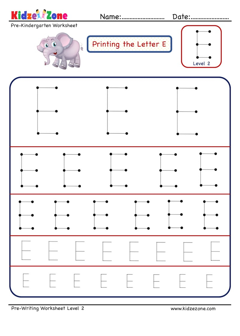 Preschool Letter Tracing Worksheet - Letter E Different