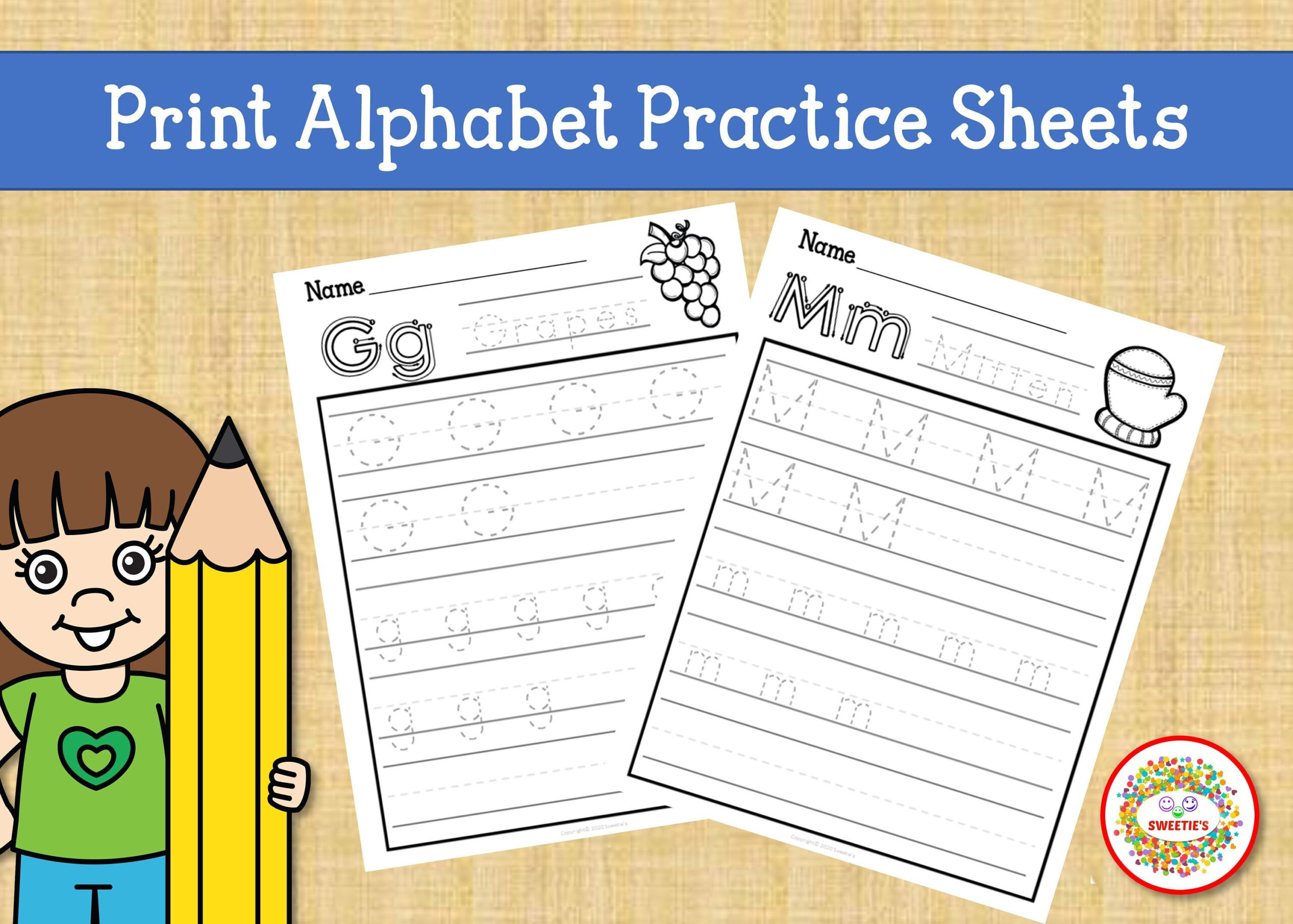 Print Handwriting Practice Worksheets, Alphabet Tracing