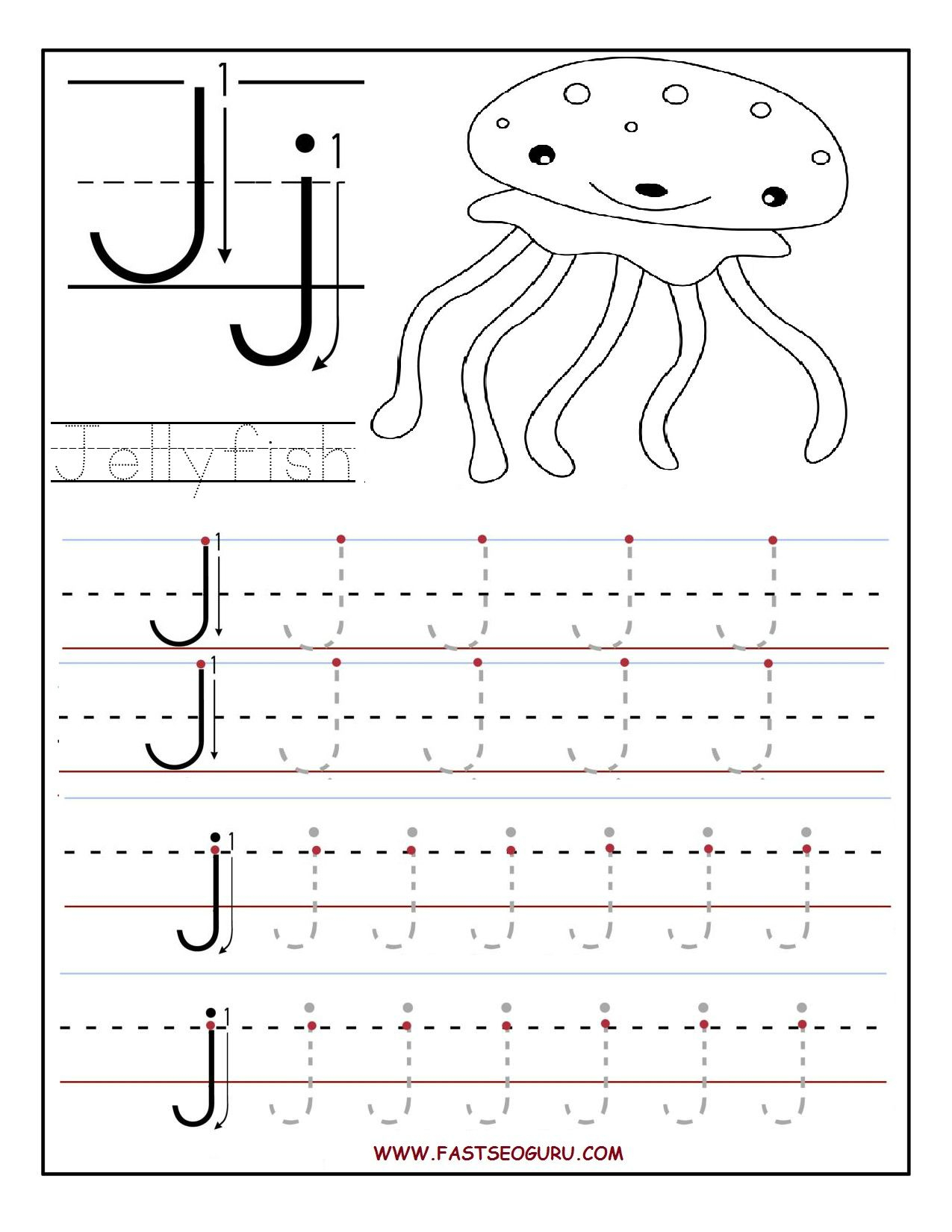 Printable Letter J Tracing Worksheets For Preschool (Med