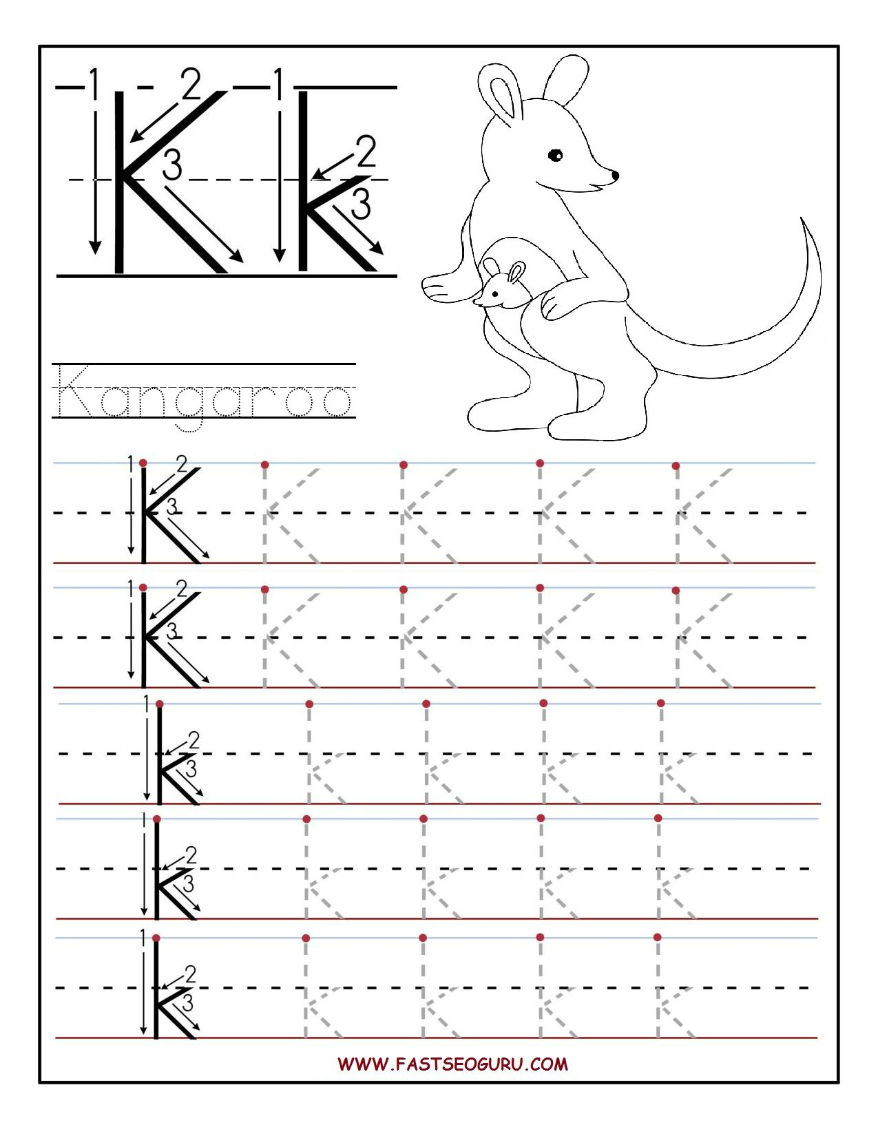 Printable Letter K Tracing Worksheets For Preschool