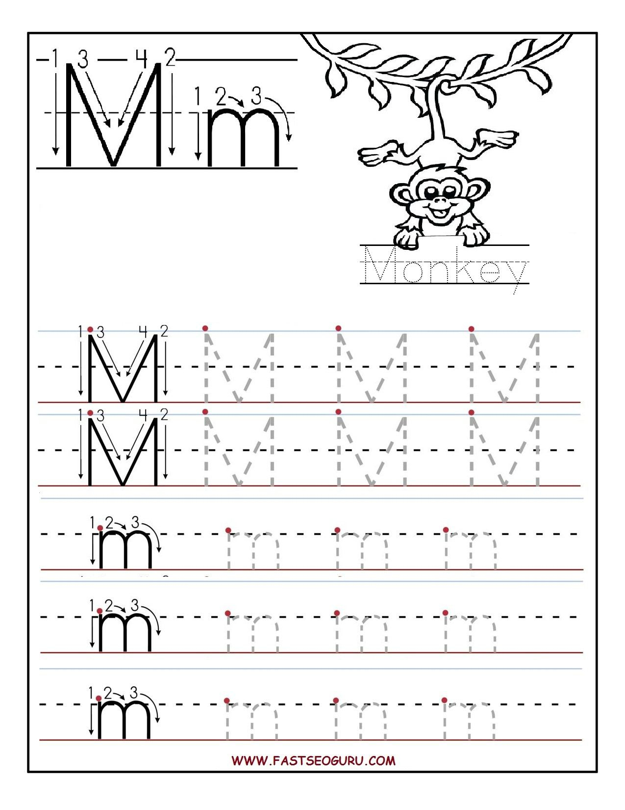 Printable Letter M Tracing Worksheets For Preschool