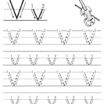 Printable Letter V Tracing Worksheet With Number And Arrow