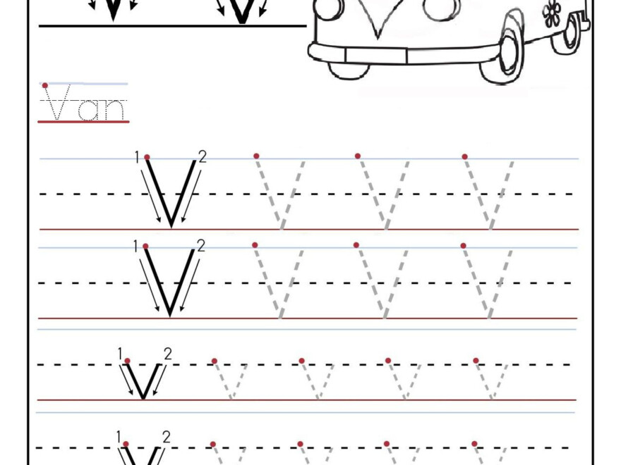 Printable Letter V Tracing Worksheets For Preschool