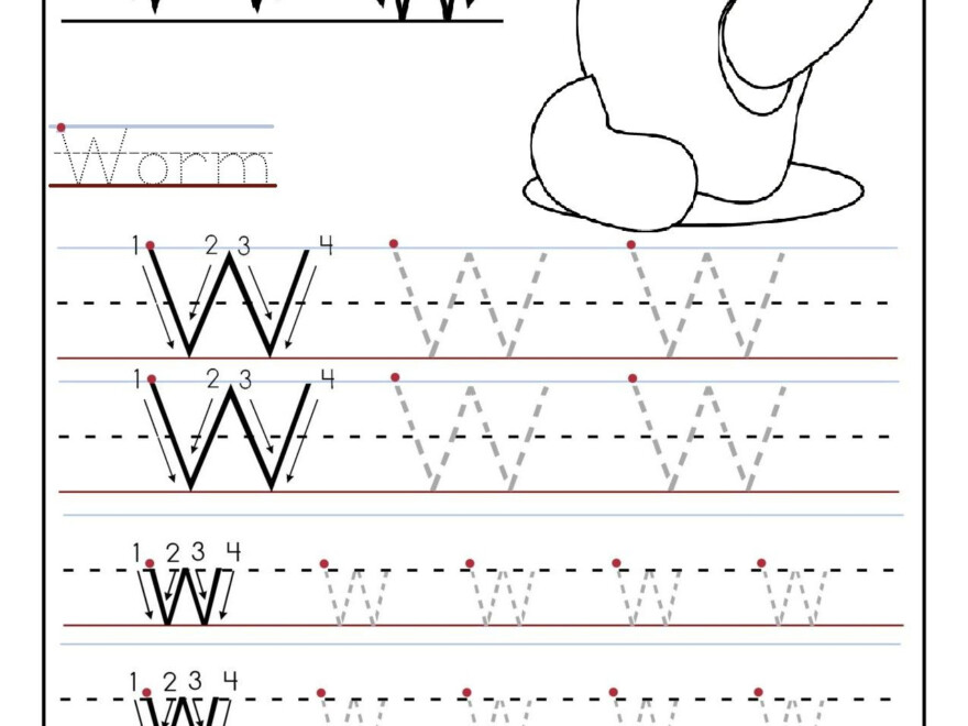 Printable Letter W Tracing Worksheets For Preschool