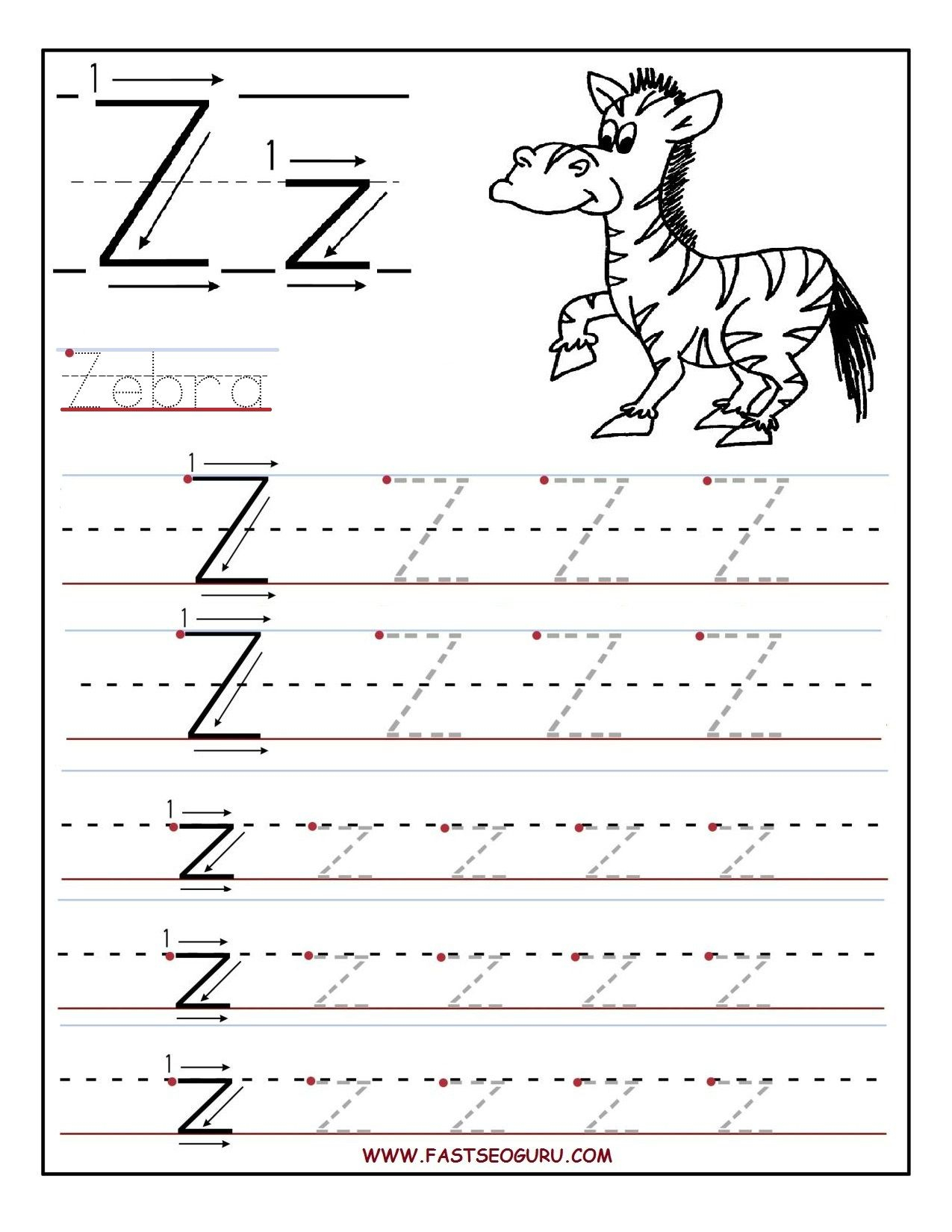 Printable Letter Z Tracing Worksheets For Preschool (With