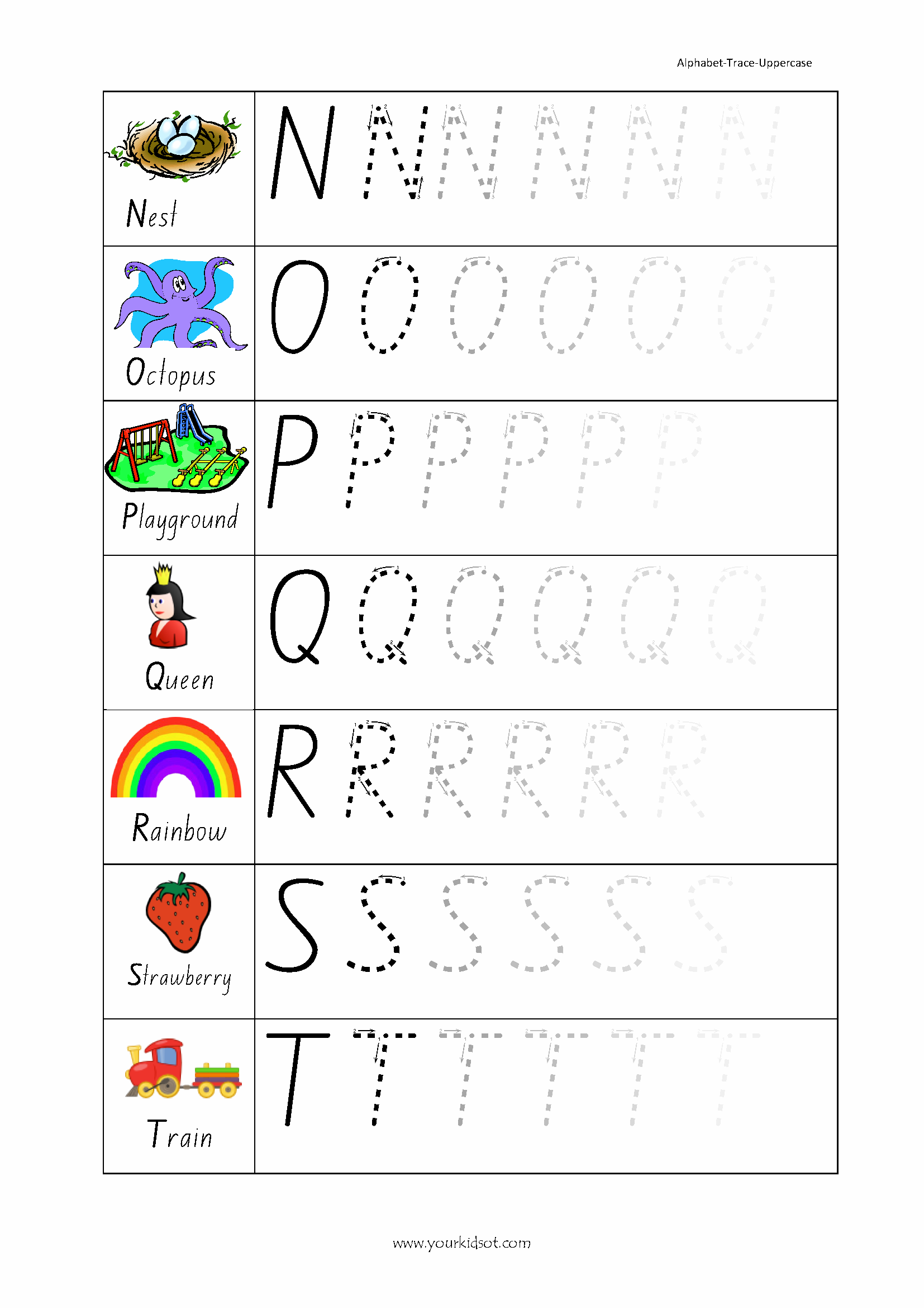 Sequential Capital Letters Trace Fade