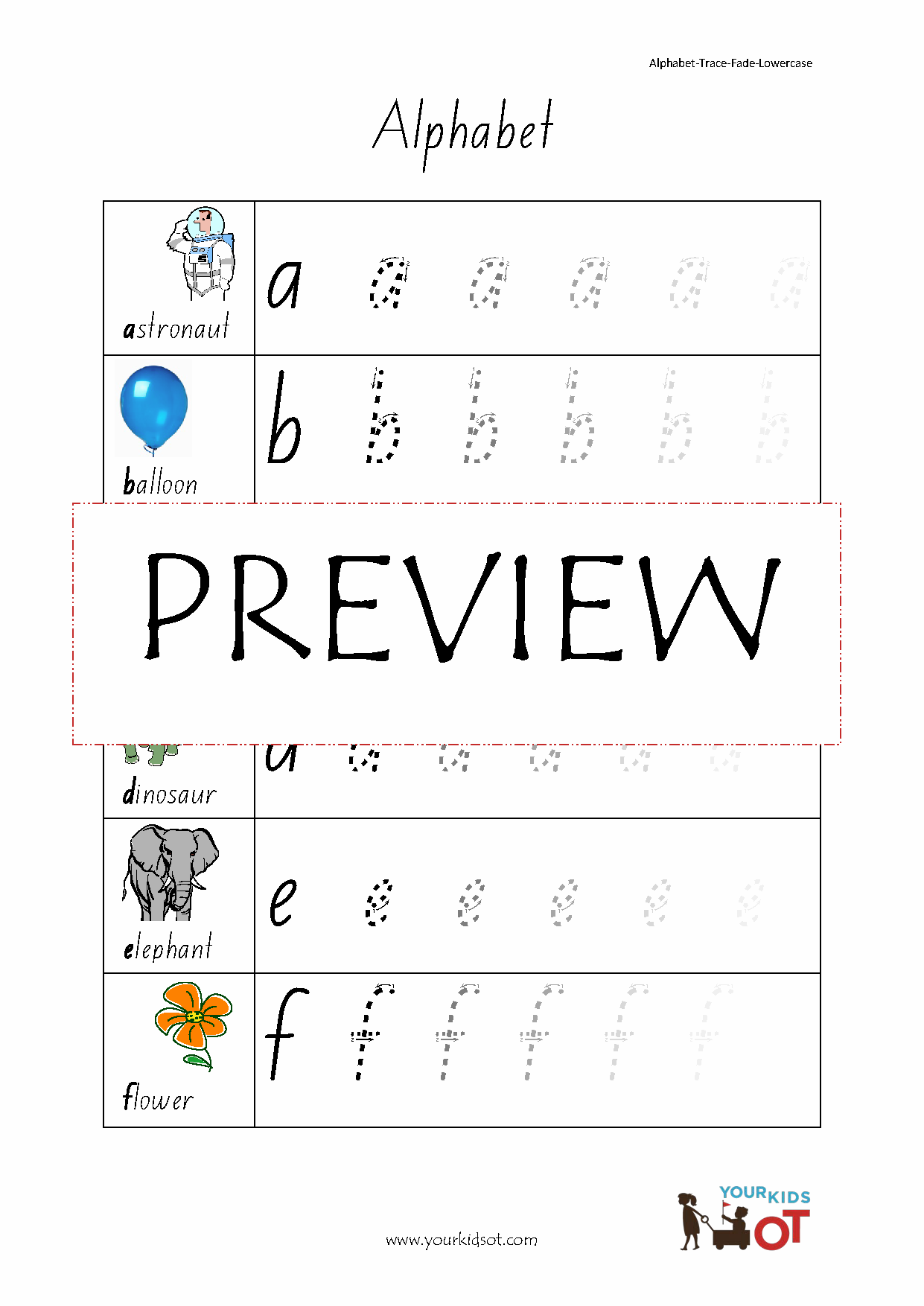 Sequential Lowercase Trace Fade