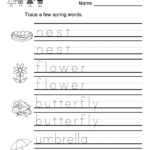 Spring Vocabulary Worksheet For Kindergarten Kids. Children