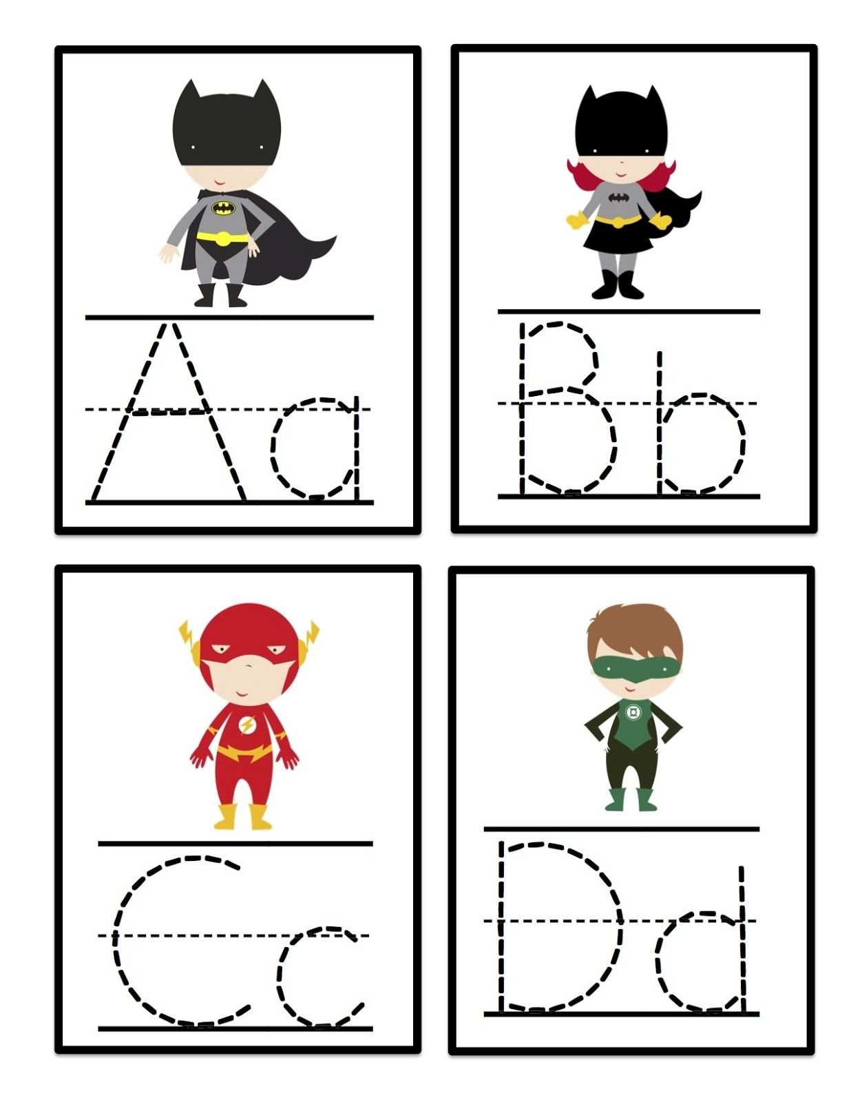Super Hero Alphabet Tracing Cards | Superhero Preschool