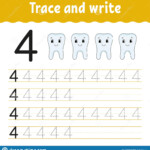 Trace And Write. Handwriting Practice. Learning Numbers For