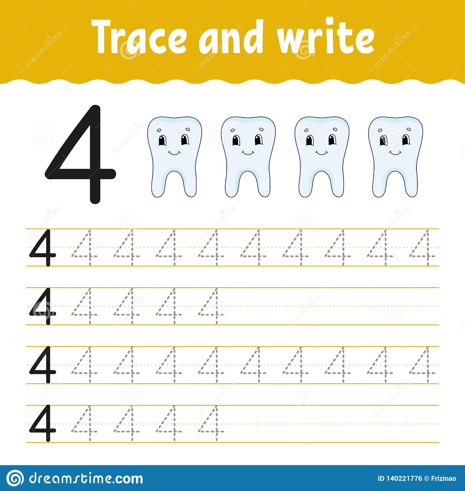 Trace And Write. Handwriting Practice. Learning Numbers For