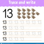 Trace And Write. Handwriting Practice. Learning Numbers For