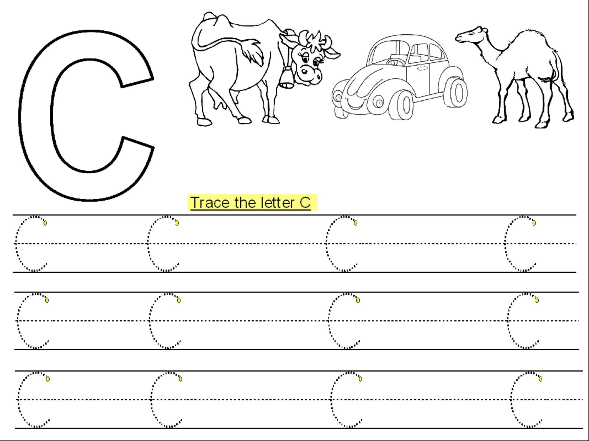 Trace Letter C Printable | Alphabet Worksheets Preschool