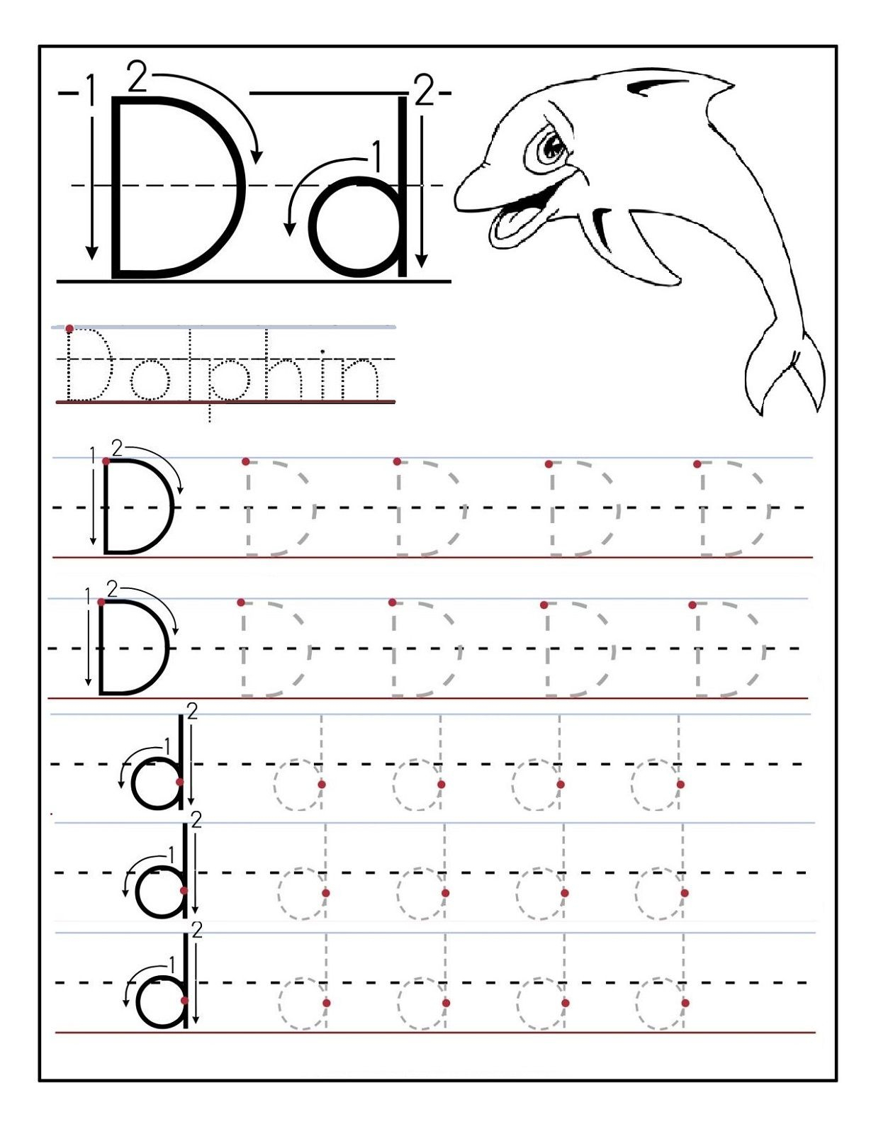 Trace Letter D Worksheets | Tracing Worksheets Preschool