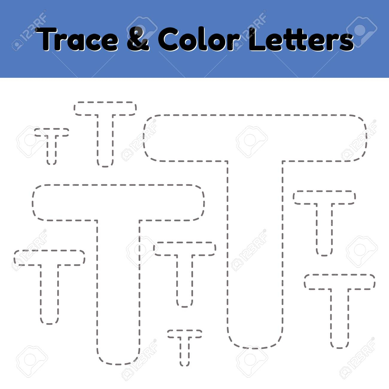Trace Line Letter For Kindergarten And Preschool Kids. Write..
